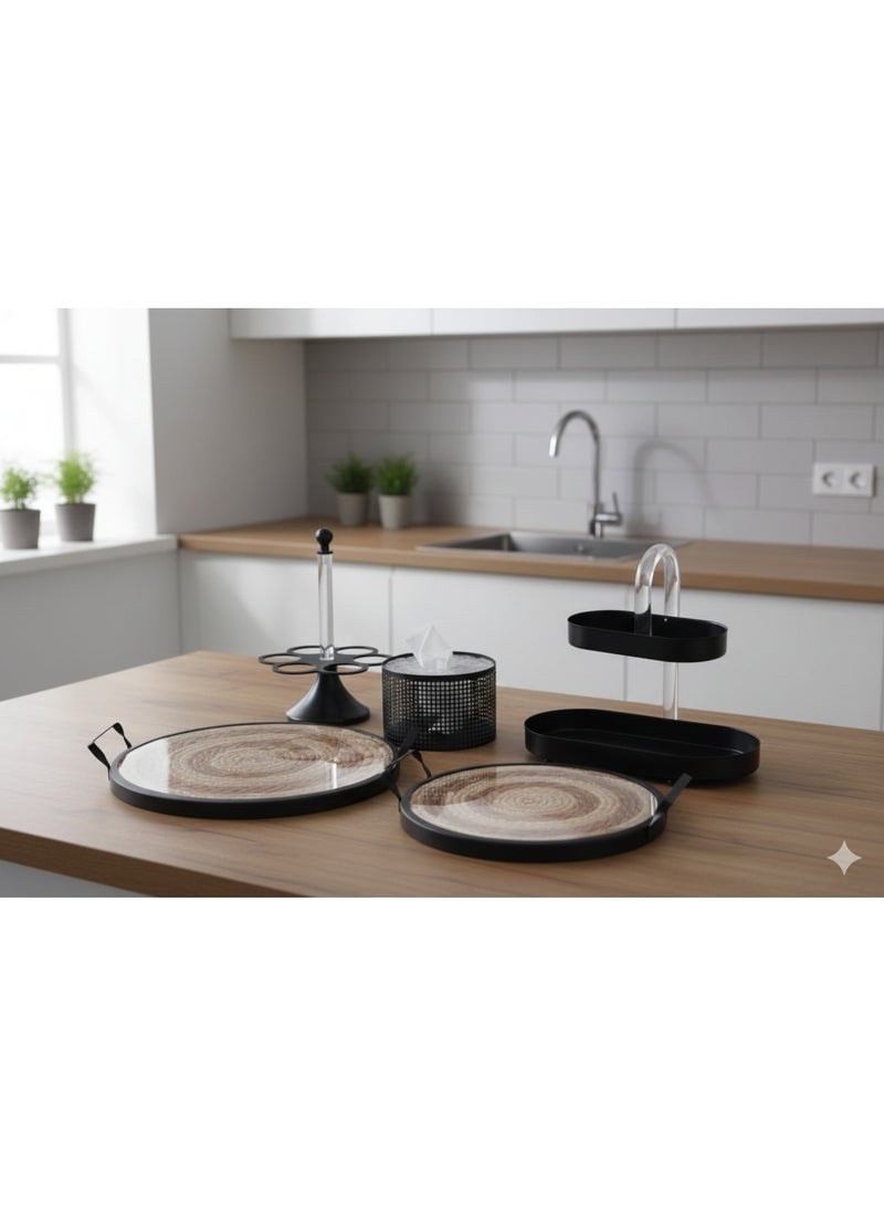 Elegant Hospitality Set with Dessert Stand, Serving Trays, Cup Holder and Tissue Holder - Image 3
